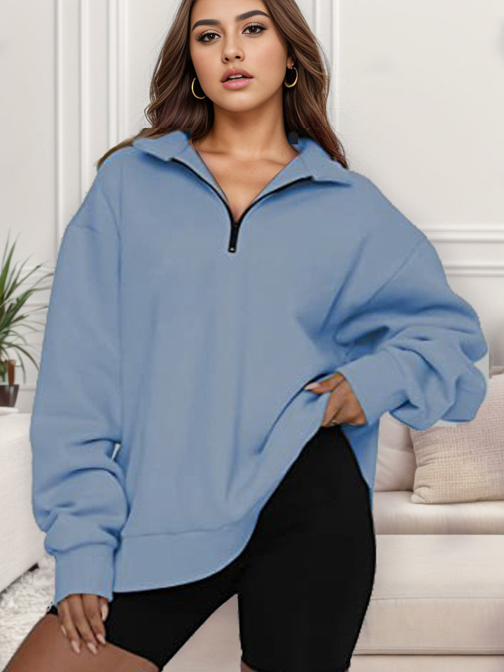 Damen Oversized Sweatshirt mit Stehkragen Drune