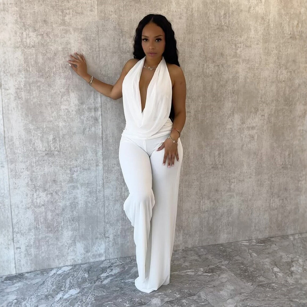 Damen Jumpsuit mit elegantem Wickeldetail und weiten Beinpartien Drune