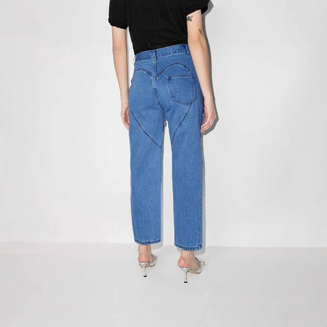 Damen Jeans mit Cut-Outs und funkelnden Details Drune
