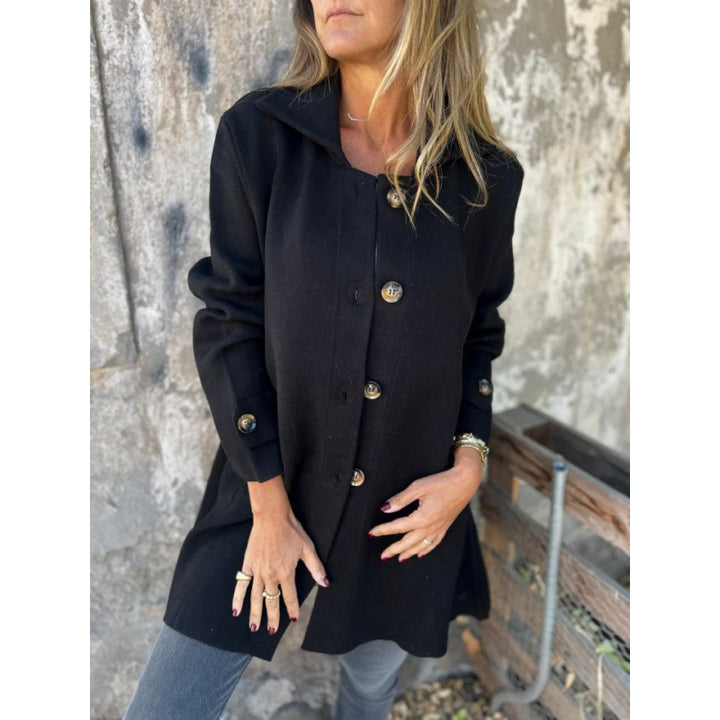 Damen elegante Übergangsjacke mit schickem Kragen und dekorativen Knopfdetails Drune