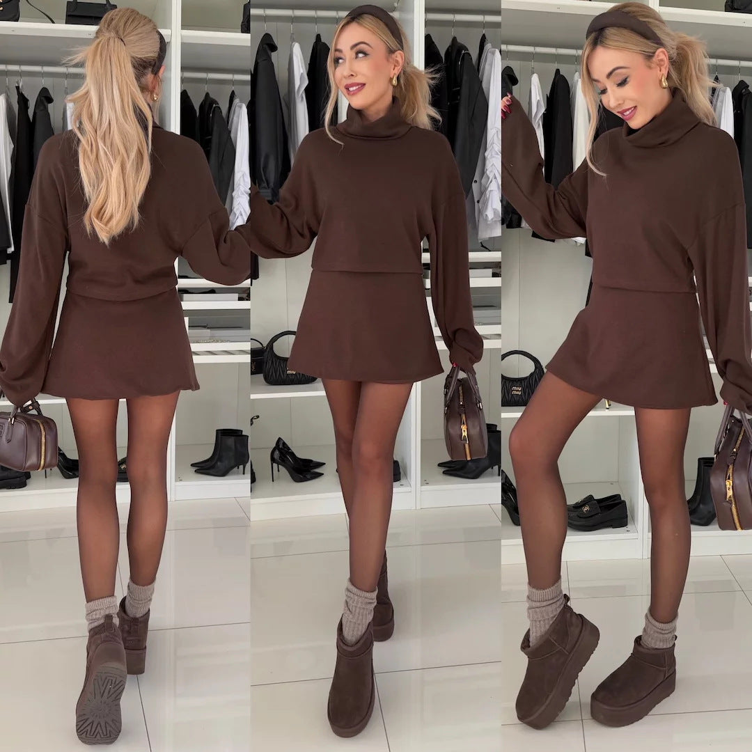 Damen Elegante und bequeme Oversized-Strickjacke mit Rollkragen Drune