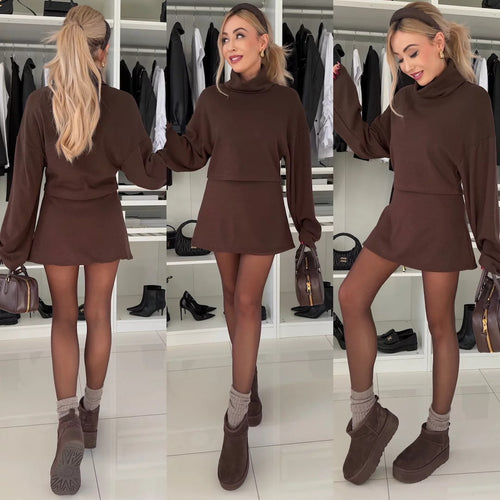Damen Elegante und bequeme Oversized-Strickjacke mit Rollkragen Drune