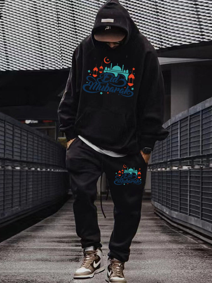 Damen Kapuzenpullover und Jogginghose Set mit festlichem Muster Drune