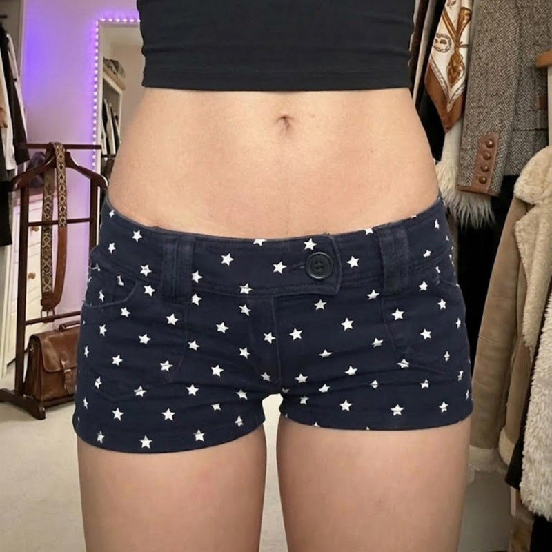 Damen Modische Shorts mit Sternenmuster und praktischem Schnitt Drune