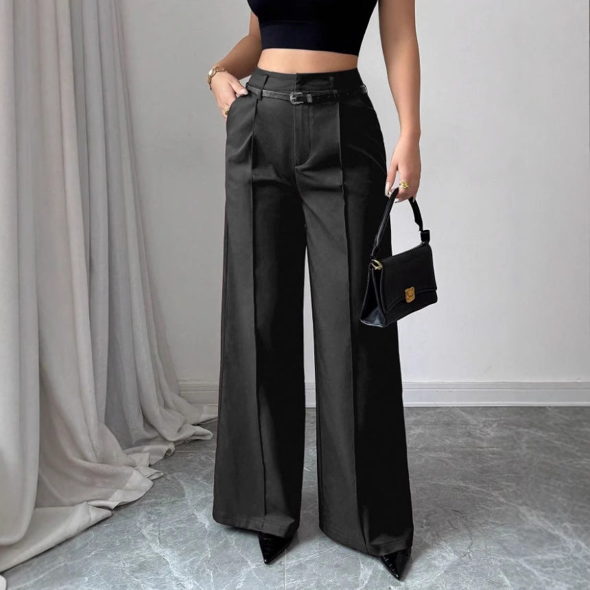 Damen elegante weite Hose mit Bindegürtel Drune