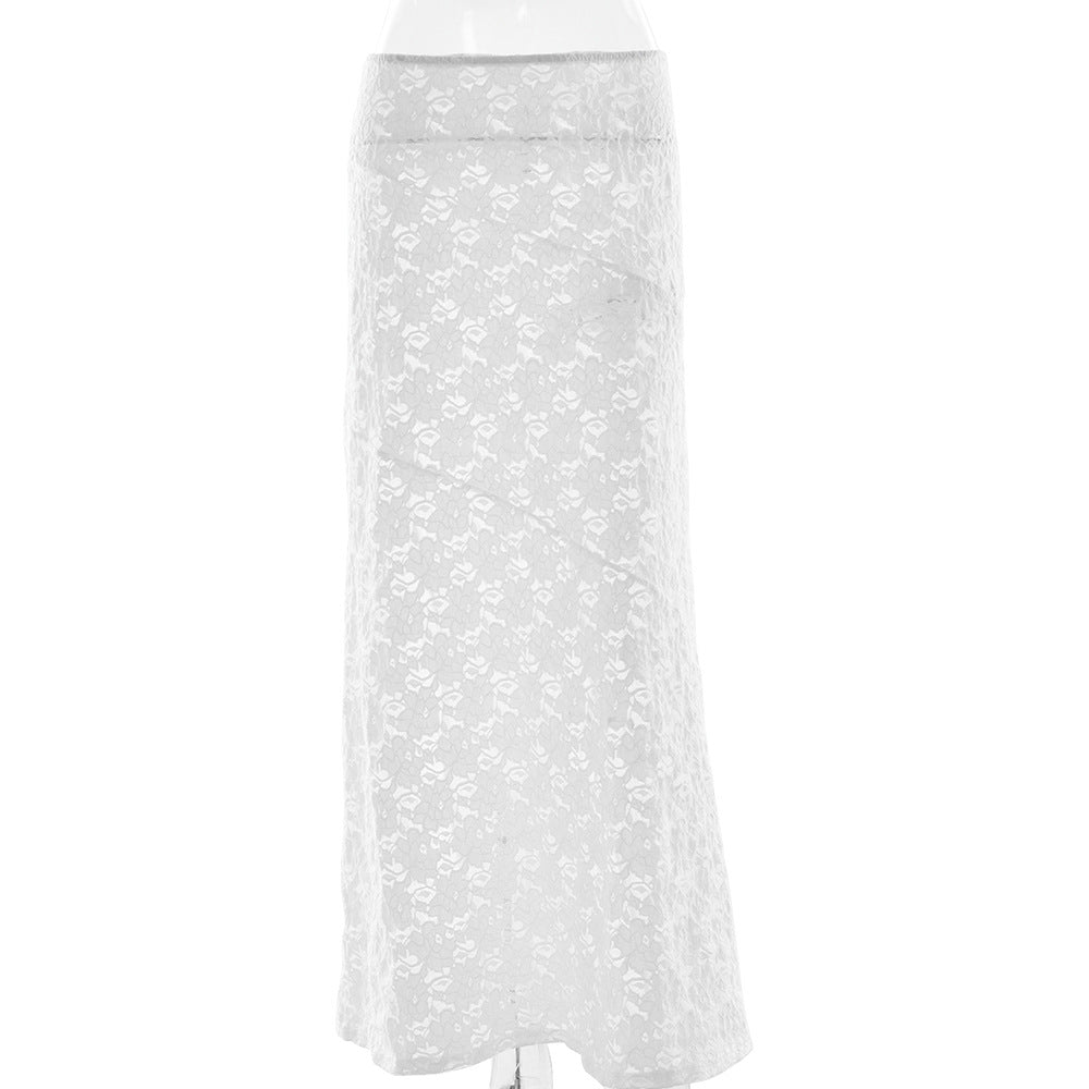 Damen Eleganter bodenlanger Spitzenrock Drune