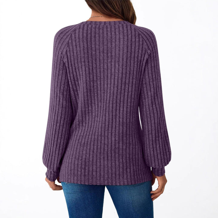 Damen Strickpullover mit dekorativen Knöpfen und feiner Rippstruktur Drune