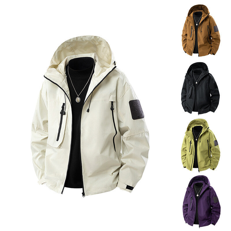 Herren wasserfeste Multifunktionsjacke mit Kapuze und praktischen Taschen Drune
