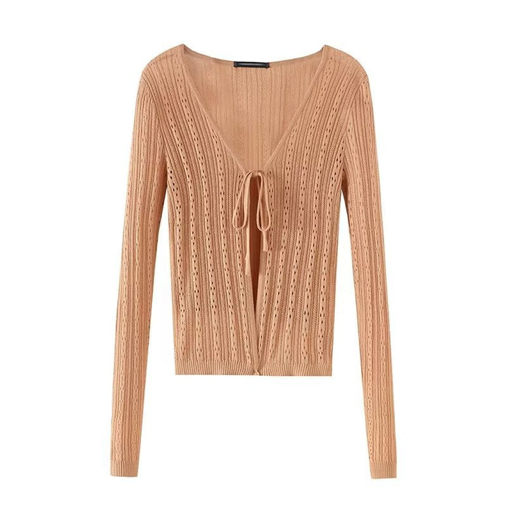 Damen Eleganter Strickcardigan mit verstellbarer Schnürung Drune