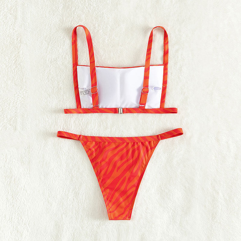 Damen Zweiteiliges Bikiniset mit sportlichem Schnitt und aufregendem Tierprint Drune