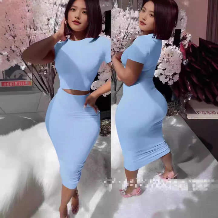 Damen Figurbetontes Kleid-Set mit kurzem Oberteil und Pencil-Rock Drune