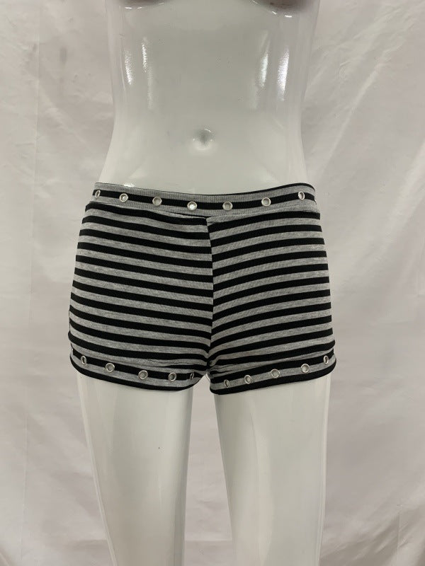 Damen Hipster Shorts mit modischem Streifenmuster Drune