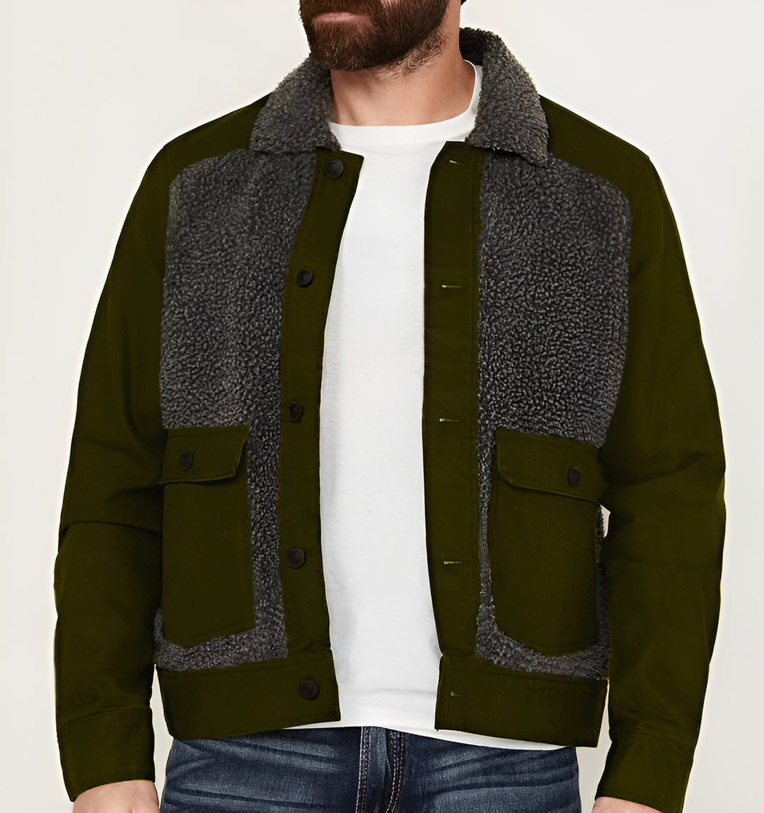 Herren vielseitige und stylische Outdoor-Jacke mit Teddyfell-Elementen Drune