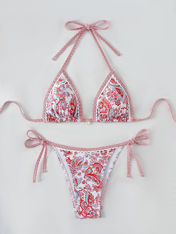 Damen Triangel-Bikini mit aufwendigem Floral-Design Drune