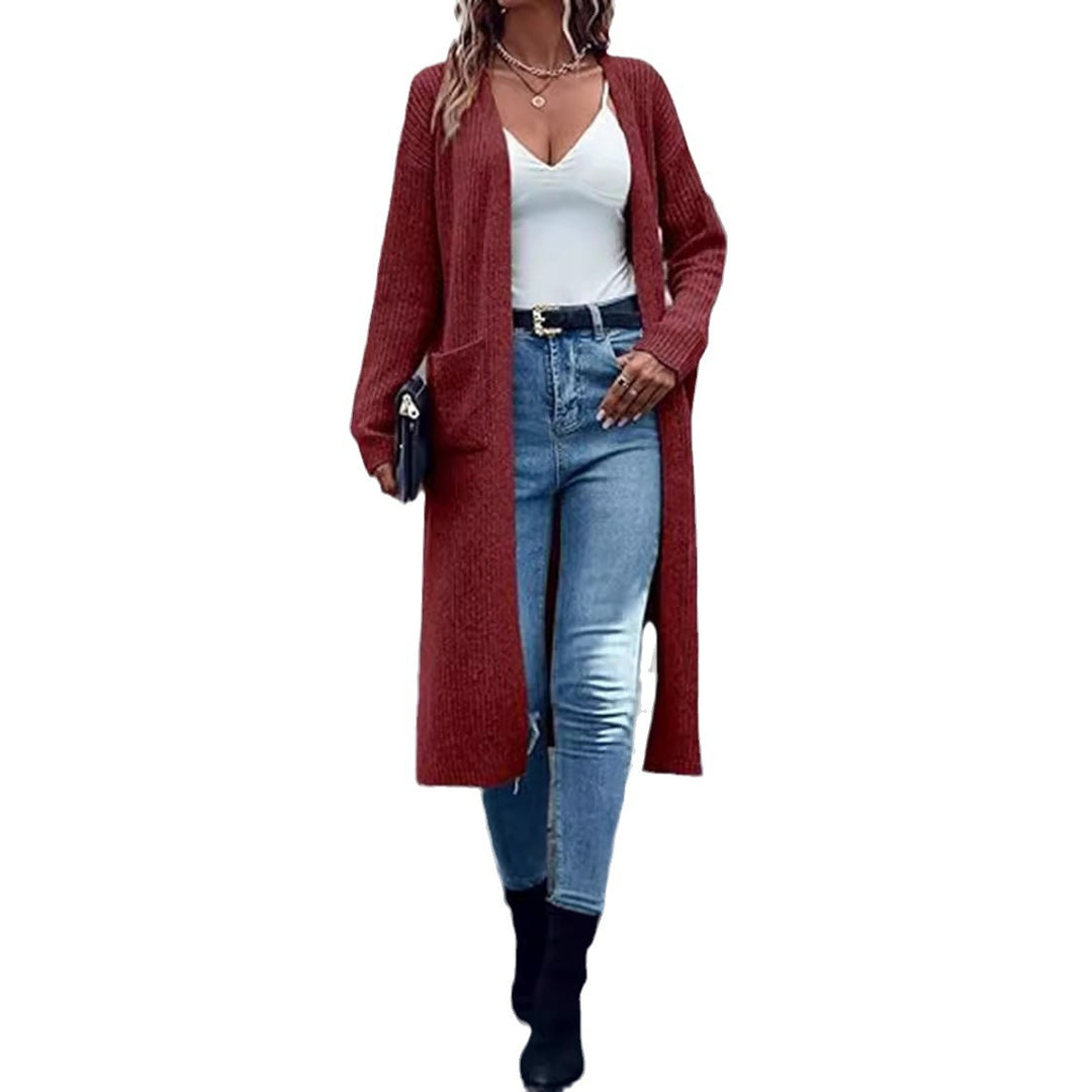 Damen Strickmantel mit offenen Vorderteilen und praktischen Taschen Drune