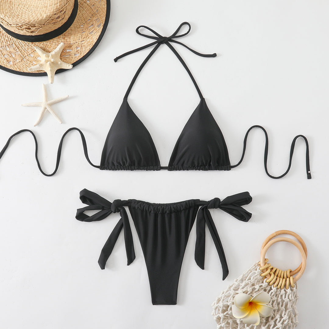 Damen Triangel-Bikini mit modischen Bindebändern Drune