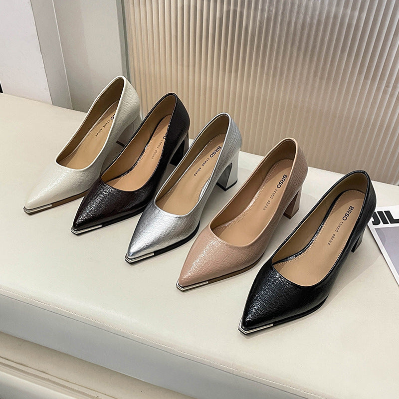 Damen Elegante spitze Pumps mit modischem Blockabsatz Drune