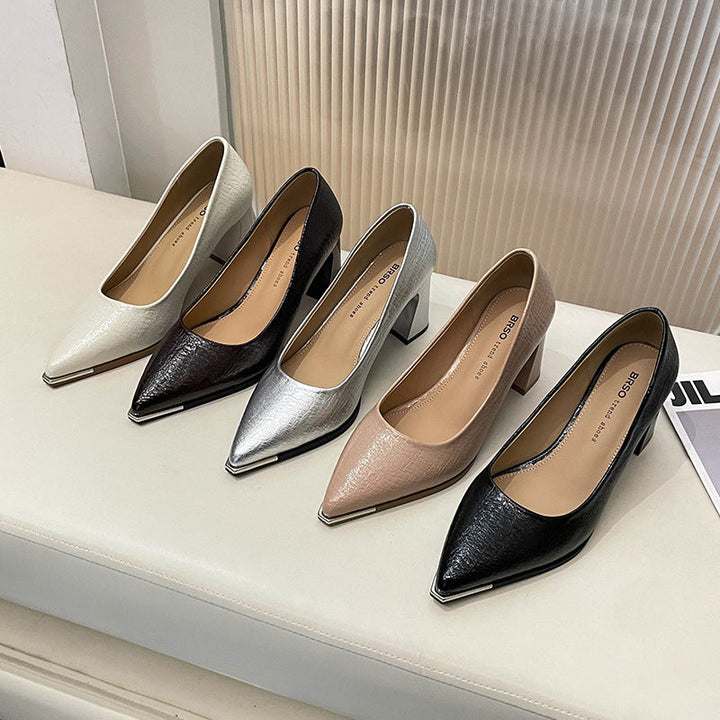 Damen Elegante spitze Pumps mit modischem Blockabsatz Drune