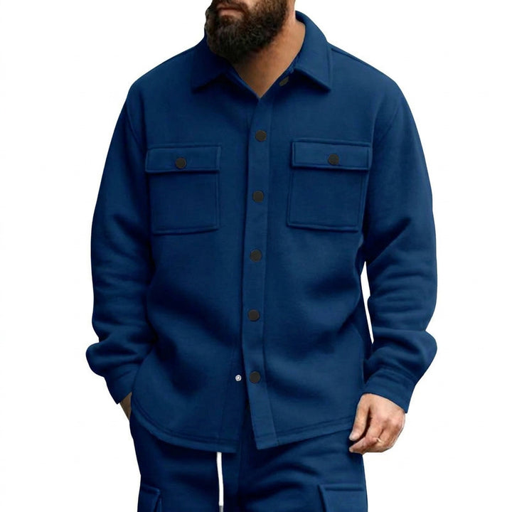 Herren nan robuste Wollfleece-Überhemdjacke mit aufgesetzten Brusttaschen und Druckknopfleiste Drune
