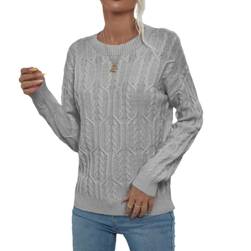 Damen Strickpullover mit trendy Zopfmuster Drune