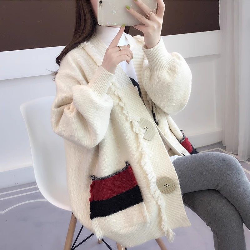 Damen Lässige Strickjacke mit fransigen Details Drune