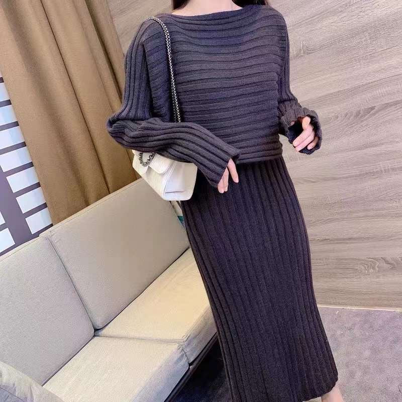 Damen legerer Strickpullover mit asymmetrischem Ausschnitt und Rippstruktur Drune