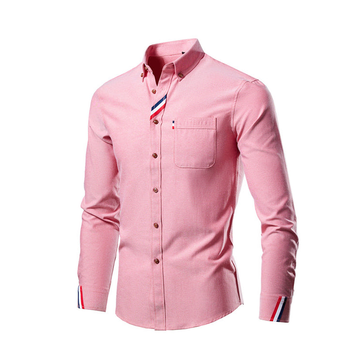 Herren nan tailliertes Button-Down Hemd mit Brusttasche, elastischem Baumwollmix und kontraststreifen-Details Drune