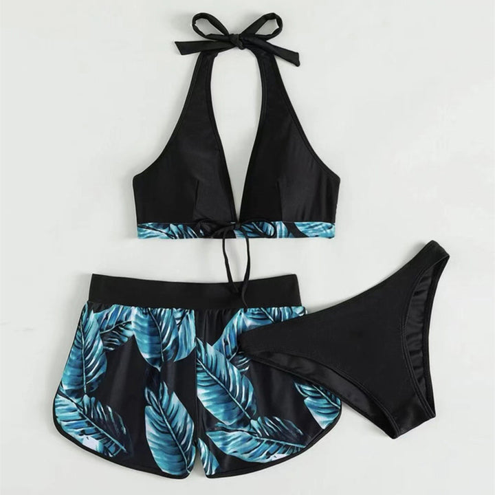 Damen Bikini-Top mit abnehmbaren Trägern und modischen Shorts Drune