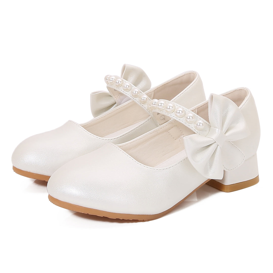Mädchen elegante Ballerinas mit Schleifen- und Perlenakzenten Drune