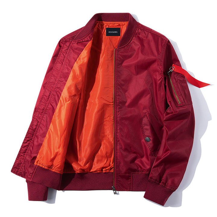 Herren Nylon Bomberjacke im Flugzeugstil mit kontrastierender Taftfutter und Reißverschlusstasche am Ärmel Drune
