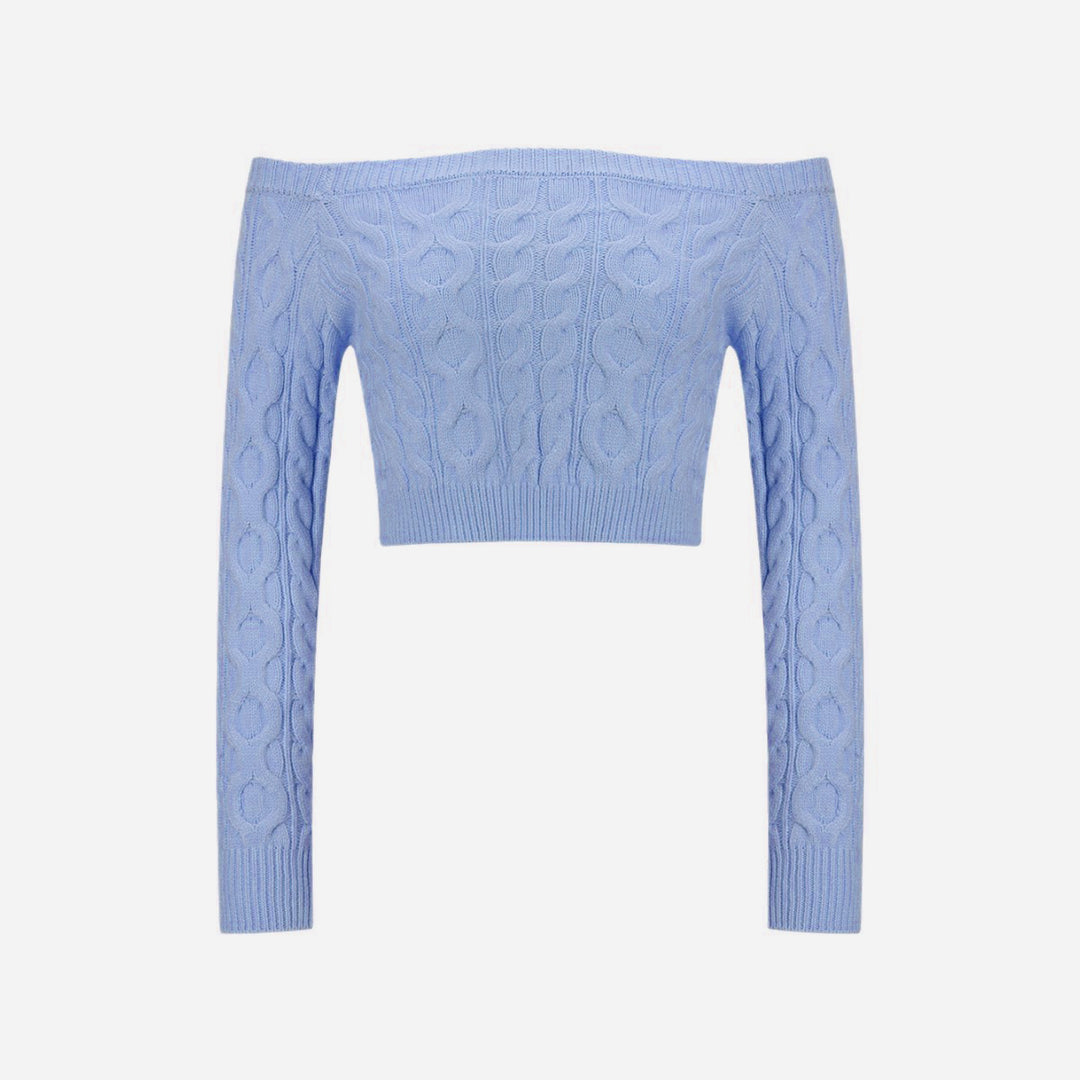 Damen Strickpullover mit Off-Shoulder und attraktivem Zopfmuster Drune