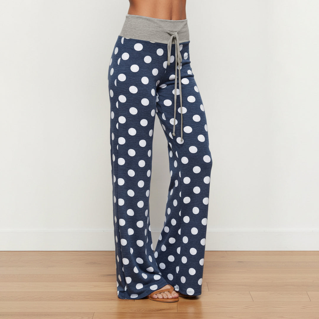 Damen Freizeithose mit weitem Schnitt und farbenfrohem Polka Dot Design Drune