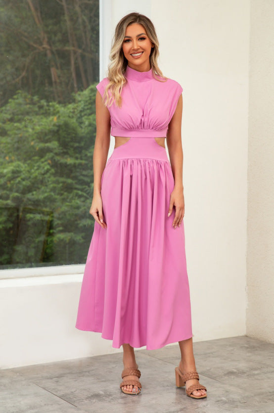 Damen Maxikleid mit Cut-Outs und modernem Stehkragen Drune