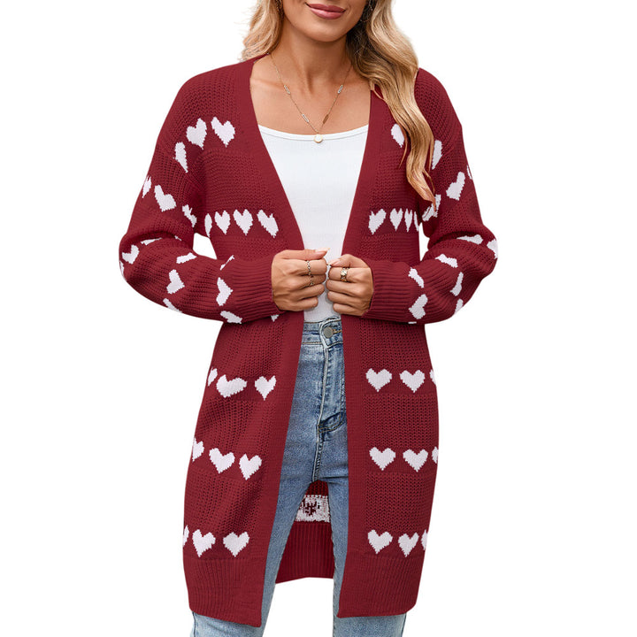 Damen Strickjacke mit herzförmigem Muster Drune