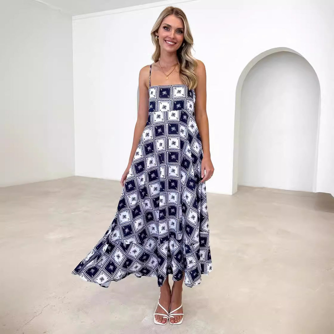 Damen Bohemian Maxikleid mit verspieltem Print und luftiger Silhouette Drune
