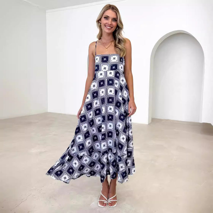 Damen Bohemian Maxikleid mit verspieltem Print und luftiger Silhouette Drune