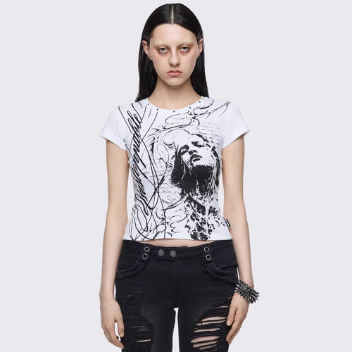 Damen Kreatives Grafik-Print T-Shirt Drune