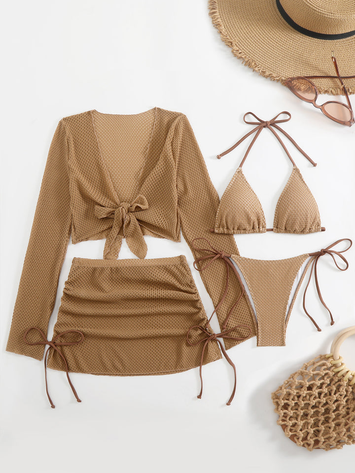Damen Badeanzug-Set mit trendigem Netzdesign und verstellbaren Details Drune