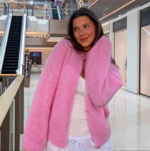 Damen Kuschelige Strickjacke mit oversized Passform und Knopfdetails Drune