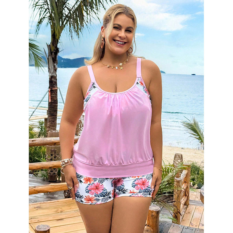 Damen sportliches Badeoutfit mit floralen Shorts Drune