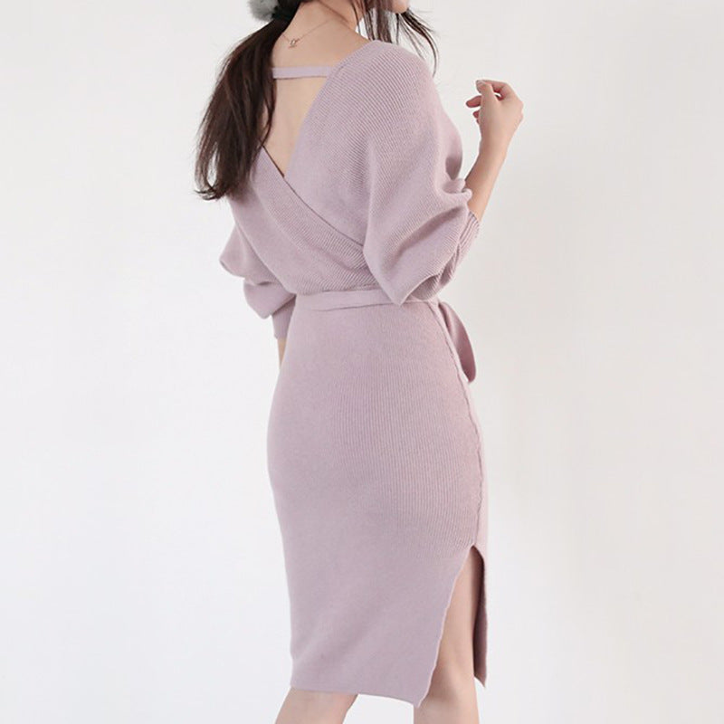 Damen Wickelkleid aus weichem Strick Drune