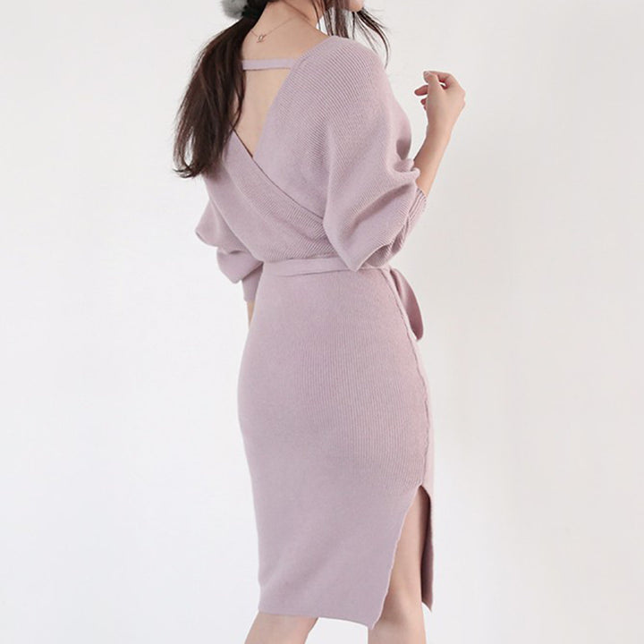 Damen Wickelkleid aus weichem Strick Drune