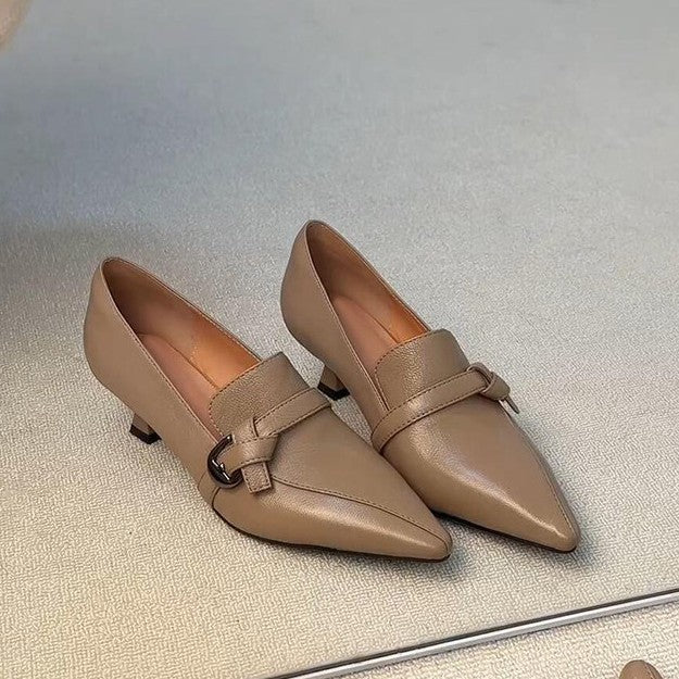 Damen elegante spitze Ballerinas mit feinem Riemen Drune