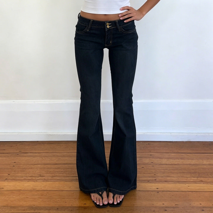 Damen Bootcut Jeans mit hohem Taillenbund und eleganter Nahtführung Drune
