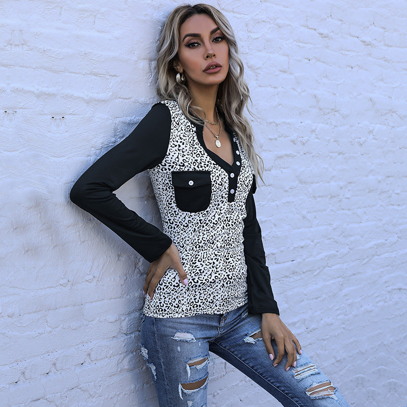 Damen Langarmshirt mit raffiniertem Leoprint und praktischen Taschen Drune