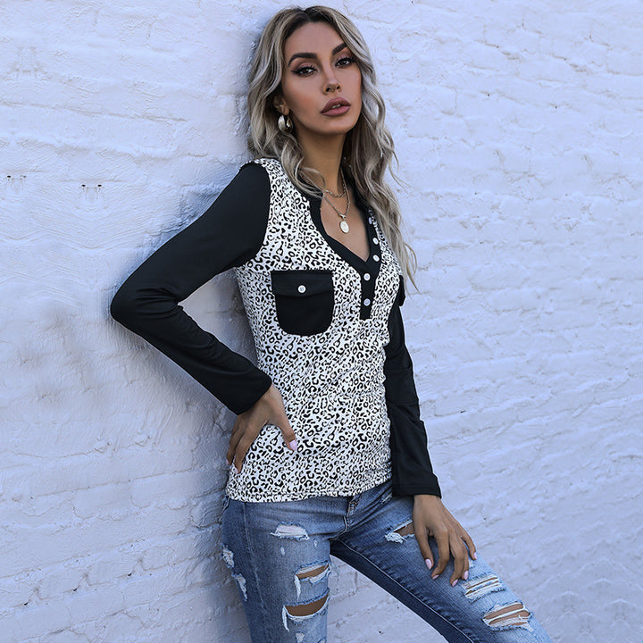 Damen Langarmshirt mit raffiniertem Leoprint und praktischen Taschen Drune