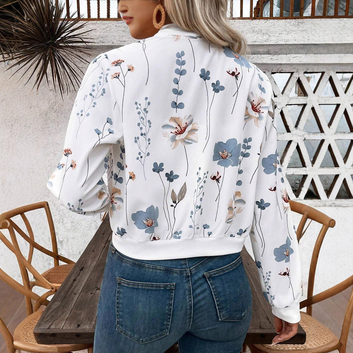 Damen Bomberjacke mit floralem Design und elastischen Bündchen Drune