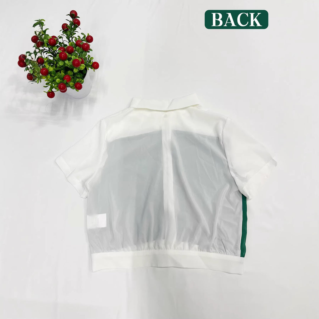 Damen Cropped Hemd mit elegantem Farbblockdesign Drune