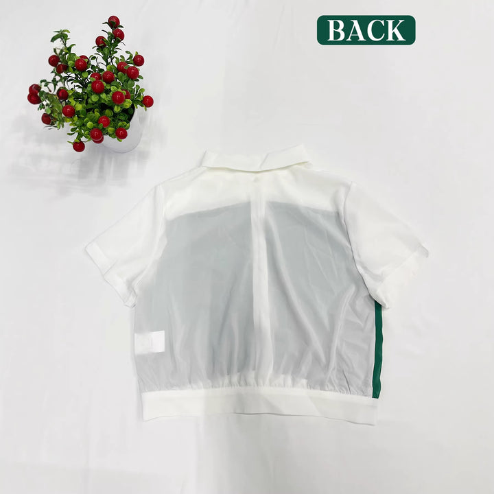Damen Cropped Hemd mit elegantem Farbblockdesign Drune