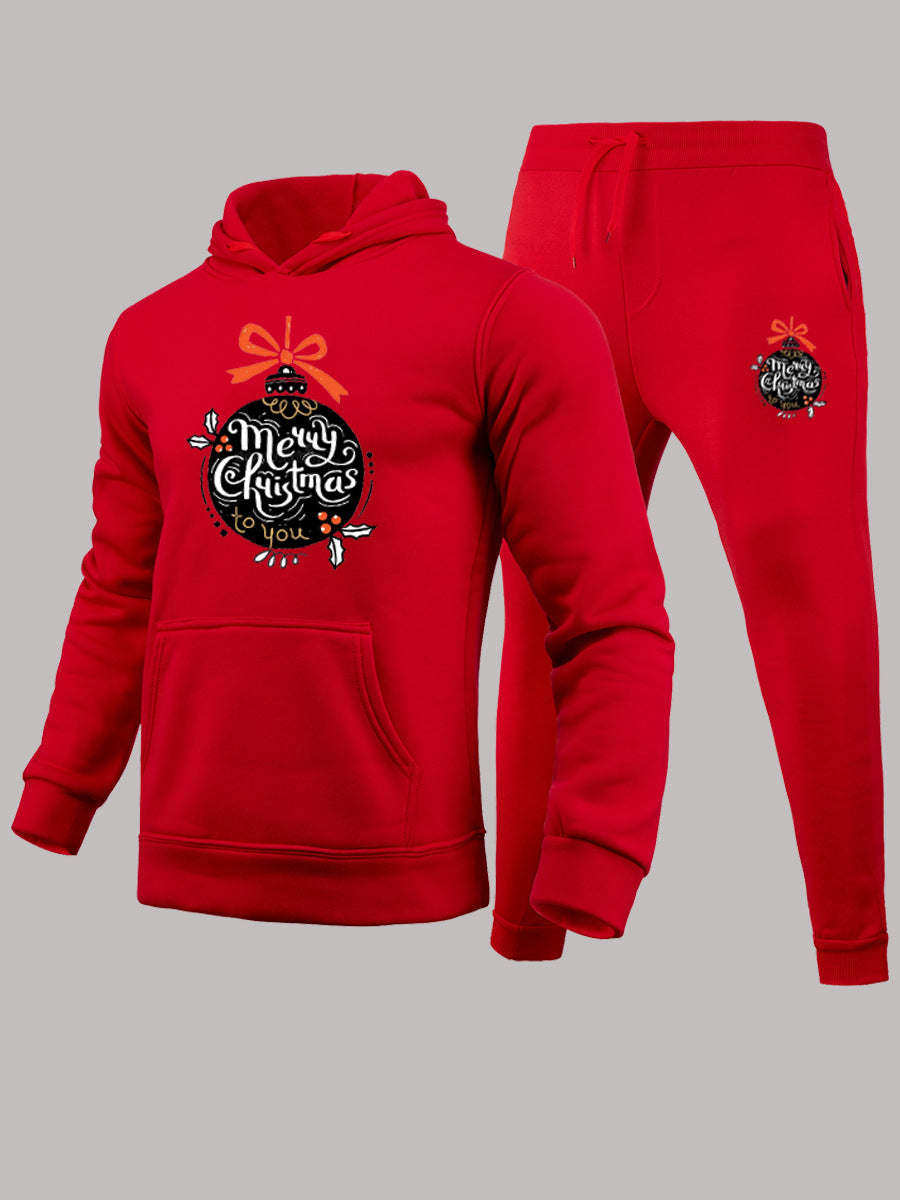 Damen Hoodie- und Jogginghose-Set mit festlichem Weihnachtsmotiv Drune